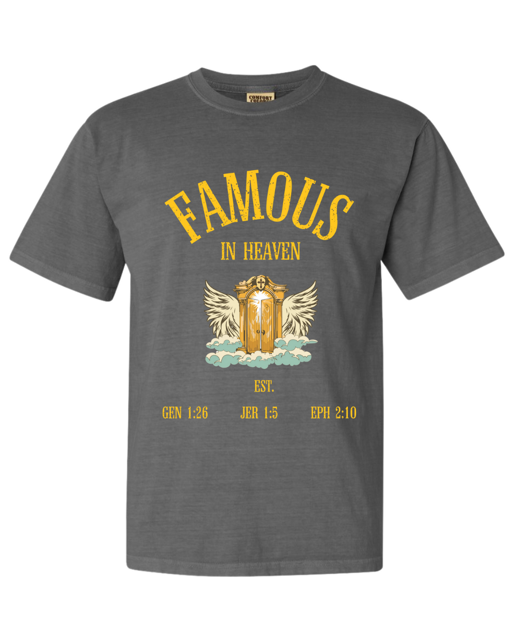 Famous In Heaven Golden Gates T-Shirt- Grey