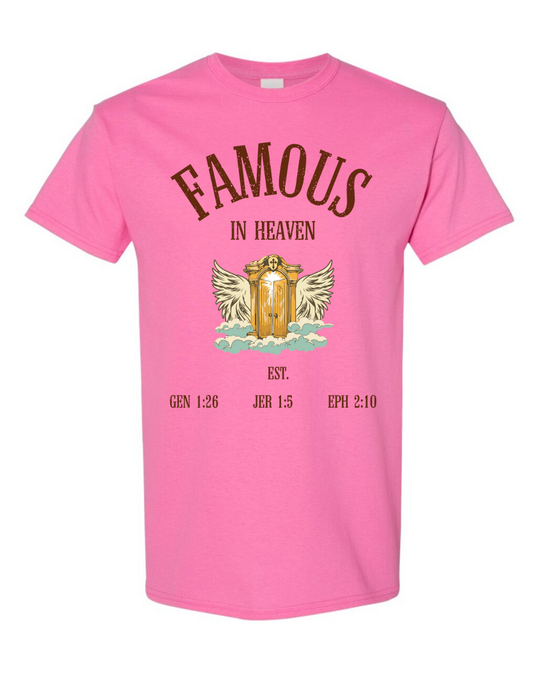 Famous In Heaven Golden Gates T-Shirt- Pink