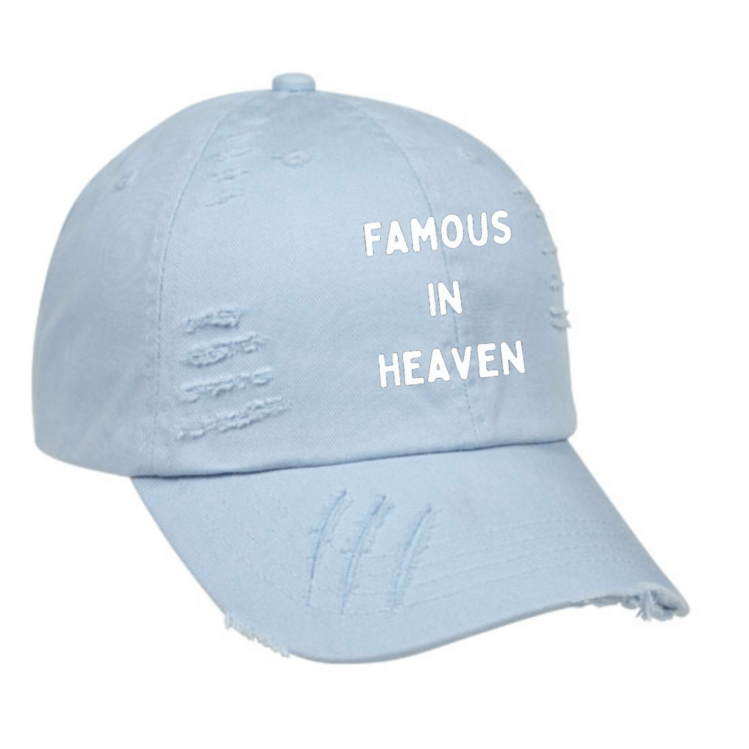 Famous In Heaven Distressed Dad Hat (Blue)