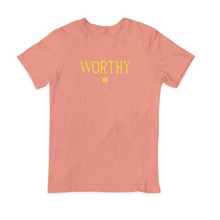 Load image into Gallery viewer, Worthy T-Shirt- Peach/Gold
